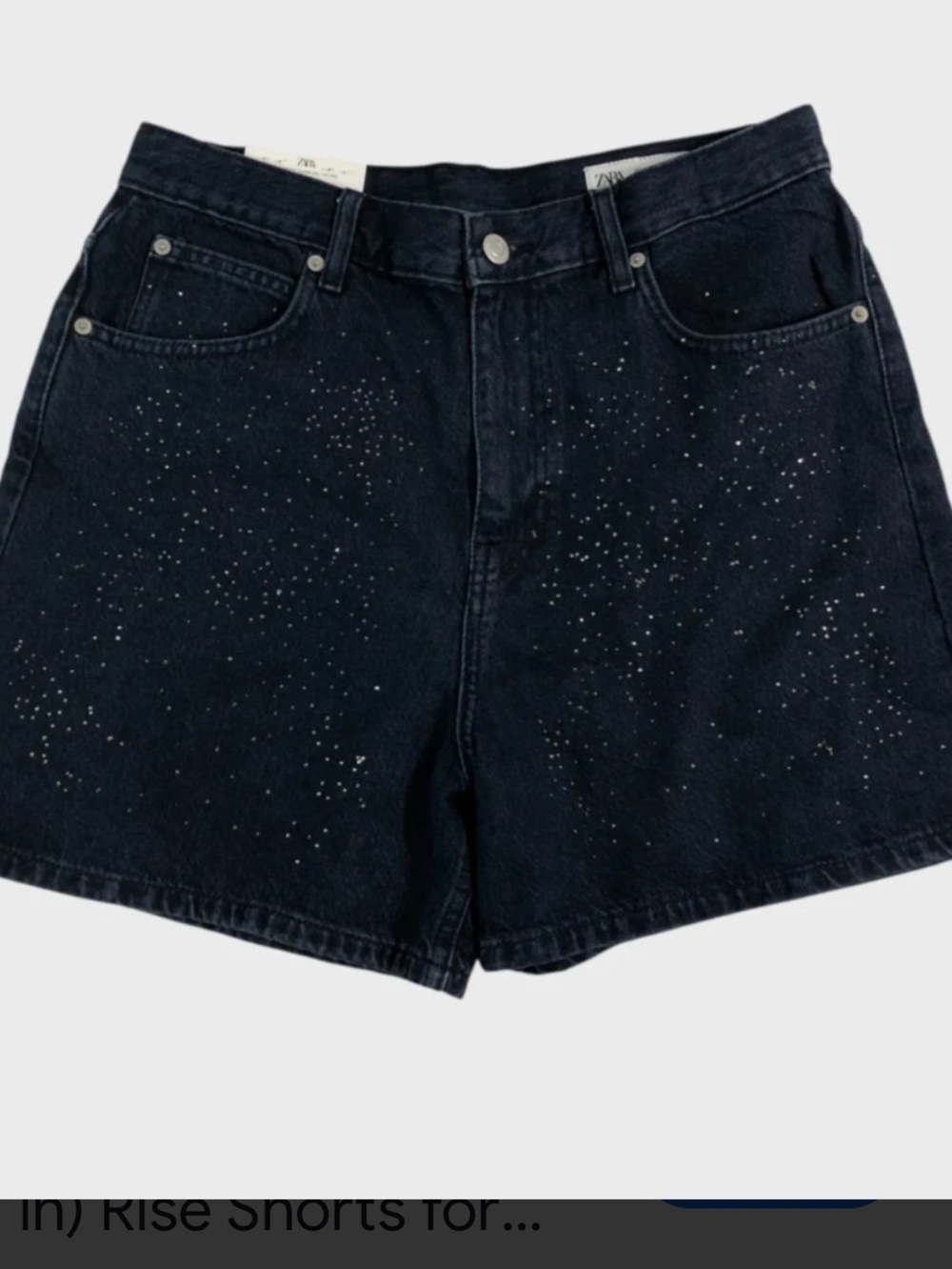Zara Blue Women's Denim Shorts with Stud Detail NWOT